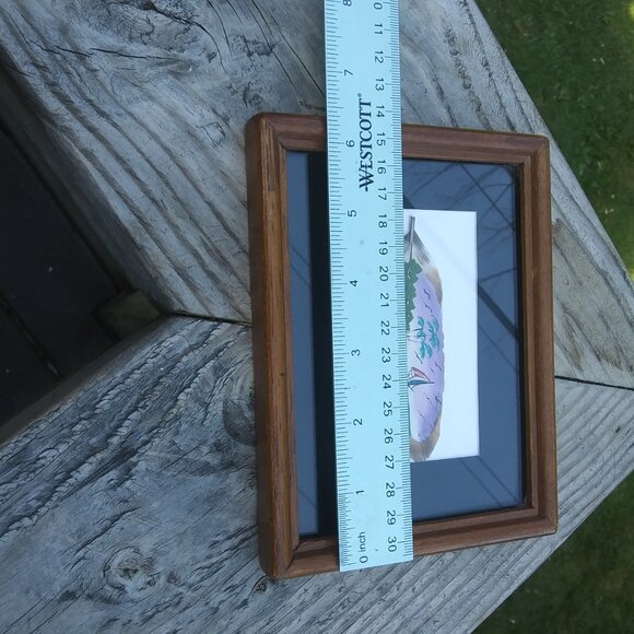 Vintage framed under glass painted feather artist sign from Costa Rica sail boat - Picture 14 of 15